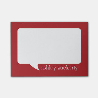 Red and White Talk Bubble Personalized Name Post-it® Notes