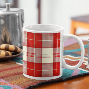 red and white tartan classic mug