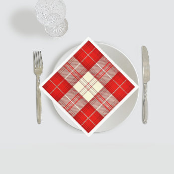 Red And White Tartan  Napkins by almawad at Zazzle
