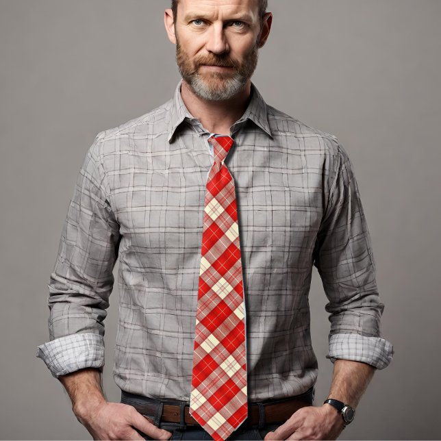 red and white tartan    neck tie (Creator Uploaded)