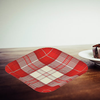 Red And White Tartan  Paper Plates by almawad at Zazzle