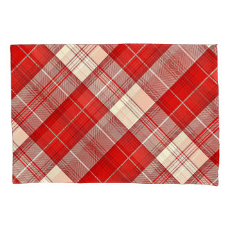Red and white tartan pillowcase