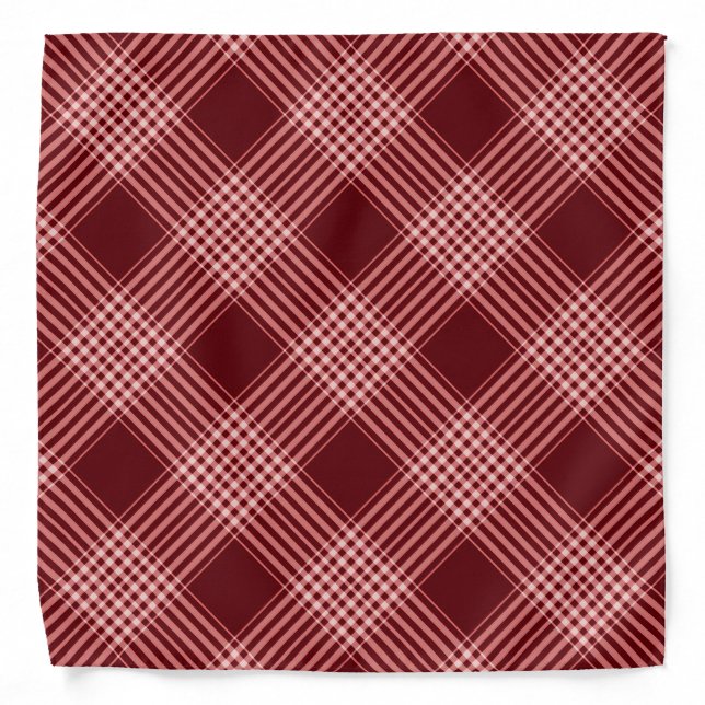 Red And White Tartan Plaid Bandana (Front)