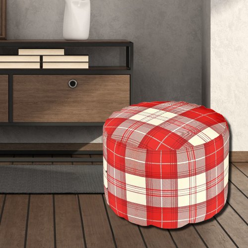 red and white tartan  pouf