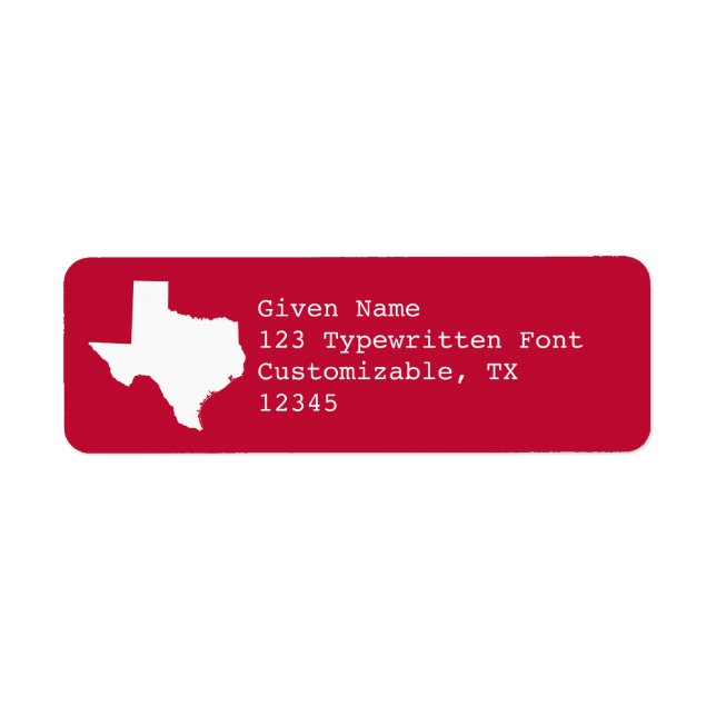 Red and White Texas Label (Front)