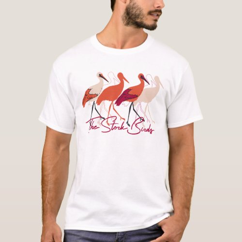 Red and White The Stork Birds II T_Shirt