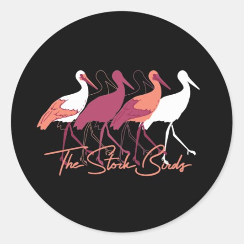 Red and White The Stork Birds III Classic Round Sticker