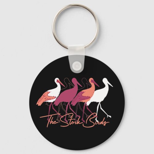 Red and White The Stork Birds III Keychain