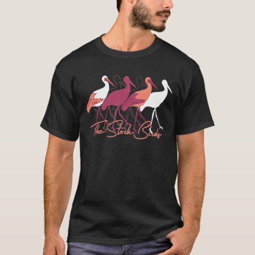 Red and White The Stork Birds III T_Shirt