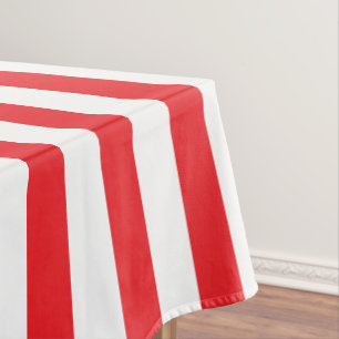 Red and White Thick Stripe Tablecloth