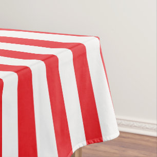 Red and White Thick Stripes Tablecloth