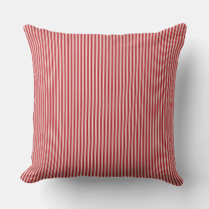 red and White Ticking Stripe Throw Pillow