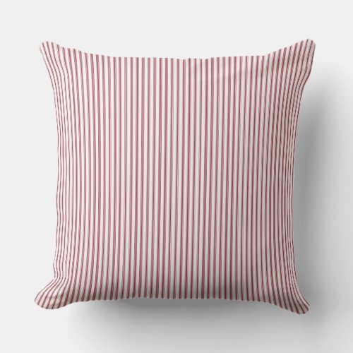 red and White Ticking Stripe Throw Pillow