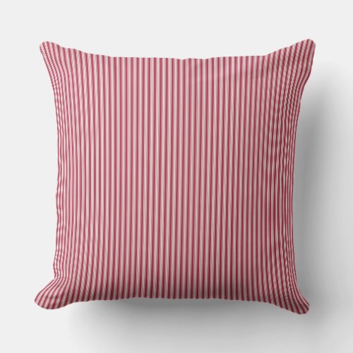 red and White Ticking Stripe Throw Pillow