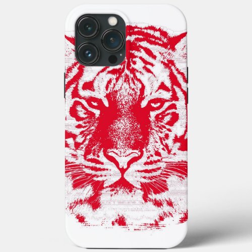 Red and White Tiger iPhone 13 Pro Max Case