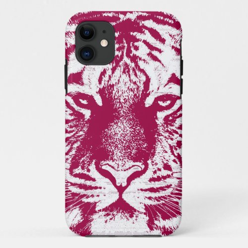 Red and White Tiger Face iPhone 11 Case