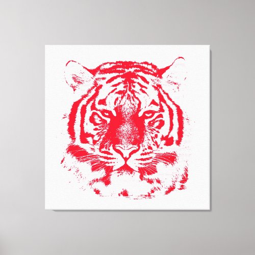 Red and White Tiger Face Close Up Canvas Print