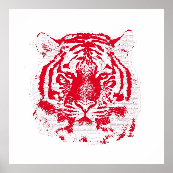 Red and White Tiger Face Posters