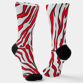 Red And White Tiger Stripes Animal Print Socks