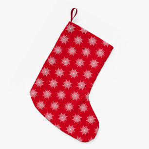 Red and White Treble Clef Snowflake Pattern Small Christmas Stocking
