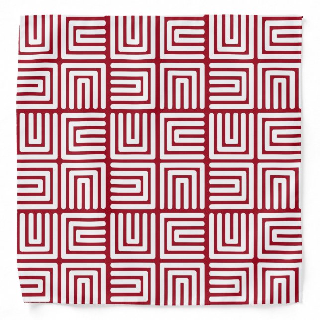 red and white Tribal African head wrap Bandana (Front)