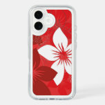 Red and White Tropical Flower Pattern  iPhone 16 Case