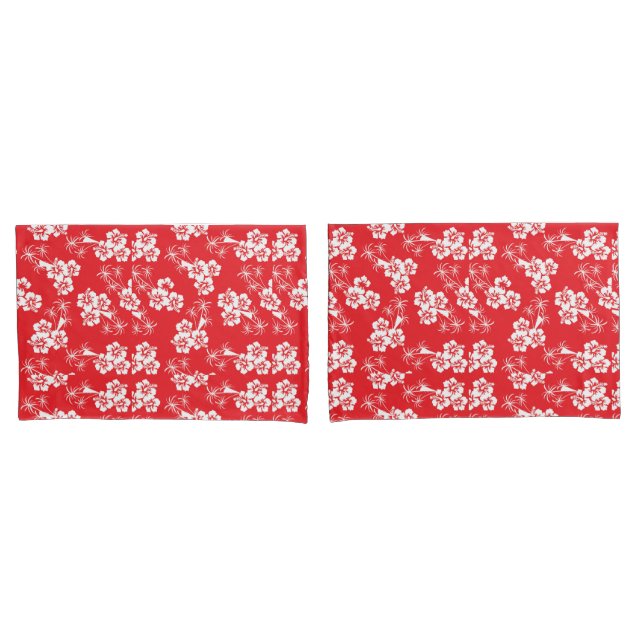 Red And White Tropics  Pillow Case (Front-Set)