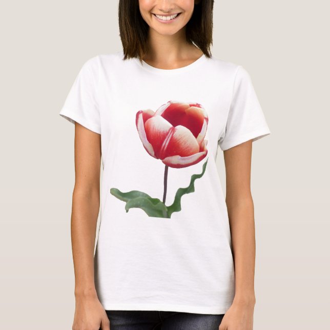 Red and White Tulip Bella Canvas T-Shirt (Front)