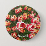 Red And White Tulip Field Holland Button at Zazzle