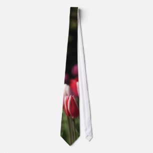 Red and White Tulip Neck Tie