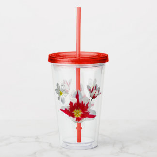 Red and White Tulips Acrylic Tumbler
