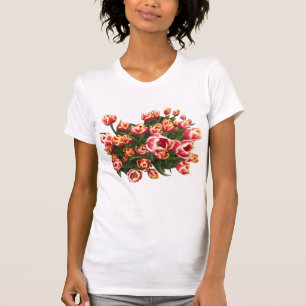 Red and White Tulips Bella Canvas T-Shirt