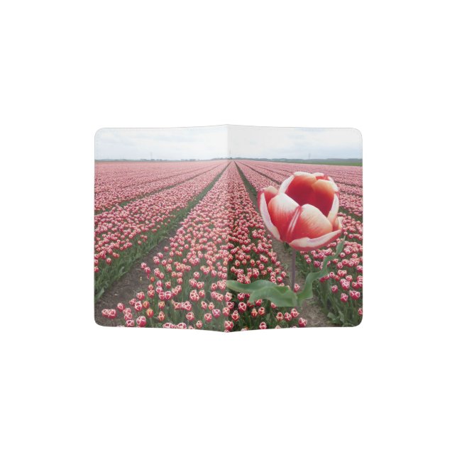 Red and White Tulips Field Passport Holder (Opened)