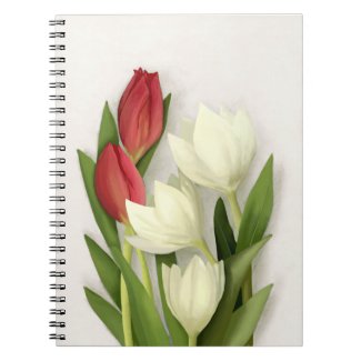 Red and White Tulips Floral Notebook