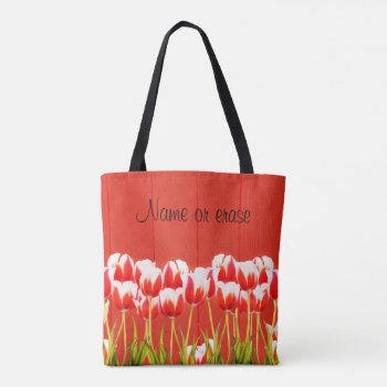 Red And White Tulips Tote Bag by deemac2 at Zazzle