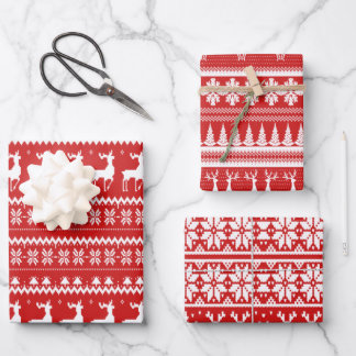 Red and White Ugly Christmas Sweater Wrapping Paper Sheets