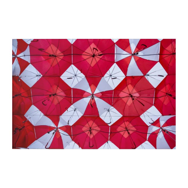 Red and White Umbrella Ceiling Acrylic Print (Front)