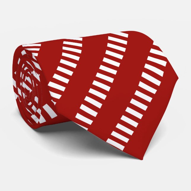 Red and White Unique Pattern Neck Tie (Rolled)