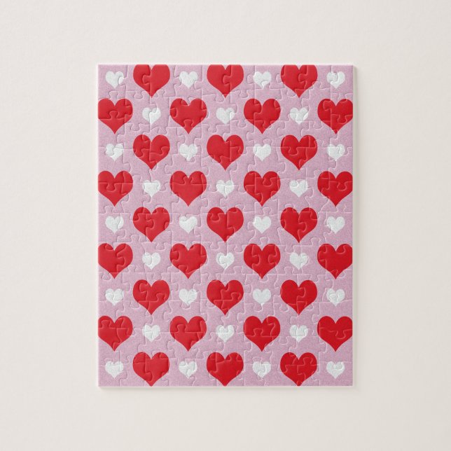 Red and white valentine hearts pattern jigsaw puzzle (Vertical)