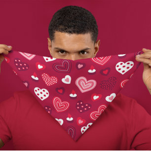 Red and white Valentine's hearts pattern Bandana