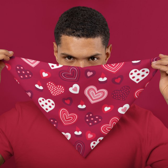 Red and white Valentine's hearts pattern Bandana (Creator Uploaded)