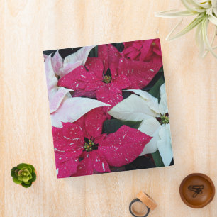 Red and White Variegated Poinsettias Holiday 3 Ring Binder