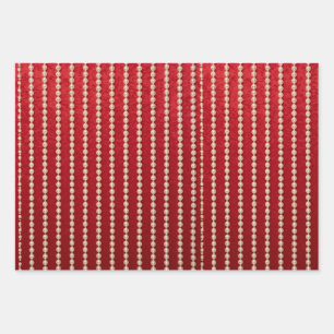 Red and White Velvet-Look Wrapping Paper Sheets