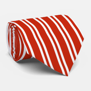 Red And White Vertical Striped Neck Tie