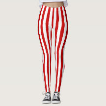 red and white striped leggings women's