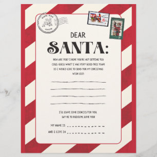 Red and White Vintage Christmas Santa Letter. Flyer