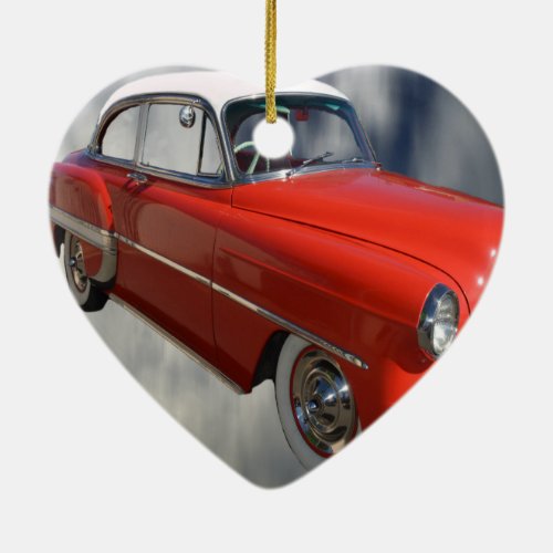Red And White Vintage Classy Car Ceramic Ornament