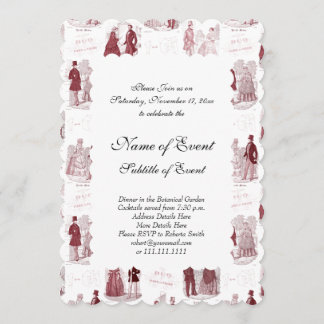 Red and White Vintage Fashion French Toile Invitation