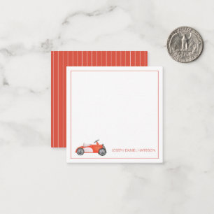 Red and White Vintage Toy Car Personalized Note Card