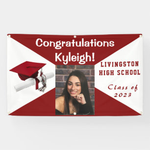 Red and White Vinyl Graduation Photo Banner